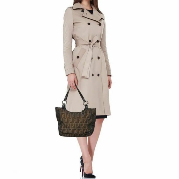 Fendi Tobacco Zucca Chef Moro  Canvas And Leather  Tote Bag - Picture 7 of 11